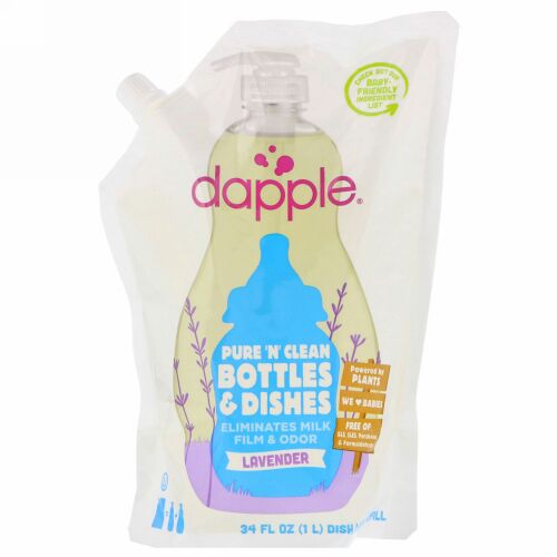 Dapple, エコリフィル, 哺乳瓶＆食器洗剤, リフィル（詰替え）パック, ラベンダー, 34液量オンス（1005.5 ml） (Discontinued Item)