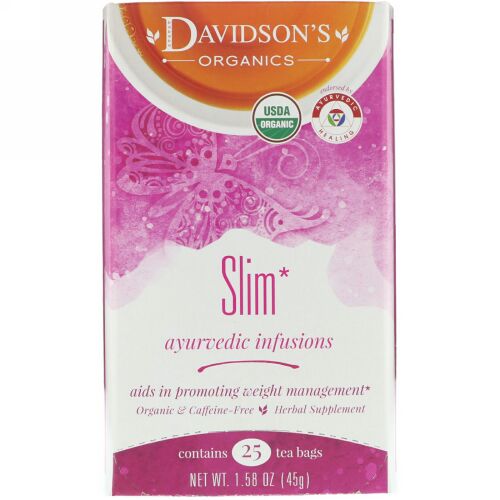 Davidson's Tea, Ayurvedic Infusions, Slim, 25 Tea Bags, 1.58 oz (45 g) (Discontinued Item)