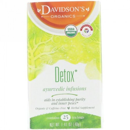 Davidson's Tea, Organic, Detox, Ayurvedic Infusions, Caffeine-Free, 25 Tea Bags, 1.41 oz (40 g) (Discontinued Item)