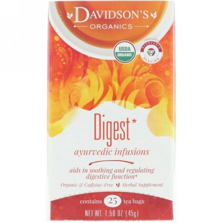 Davidson's Tea, Ayurvedic Infusions, Digest, 25 Tea Bags, 1.58 oz (45 g) (Discontinued Item)