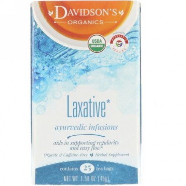 Davidson's Tea, Organic, Laxative, Ayurvedic Infusions, Caffeine-Free, 25 Tea Bags, 1.58 oz (45 g) (Discontinued Item)