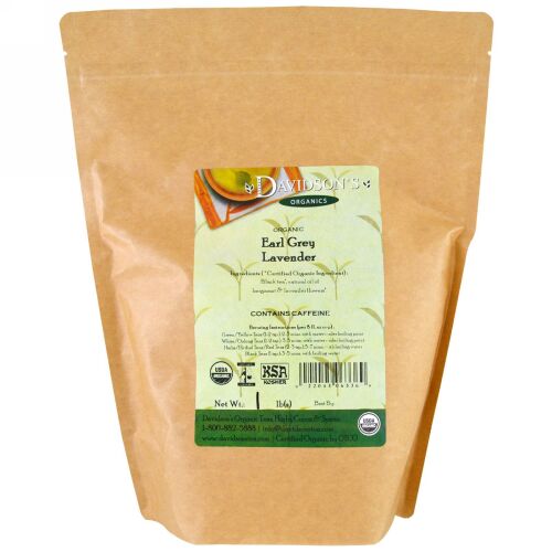 Davidson's Tea, オーガニック、アールグレイラベンダーティー、1ポンド (Discontinued Item)