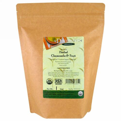Davidson's Tea, オーガニック, ハーバルカモミール & フルーツティー, カフェインフリー, 1 lb (Discontinued Item)