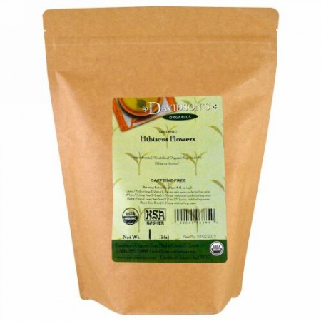 Davidson's Tea, オーガニック, ハイビスカスティー, カフェインフリー, 1 lb (Discontinued Item)