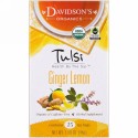 Davidson's Tea, トゥルシー、オーガニックジンジャーレモンティー、カフェインフリー、 25ティーバッグ、1.58オンス (45 g) (Discontinued Item)