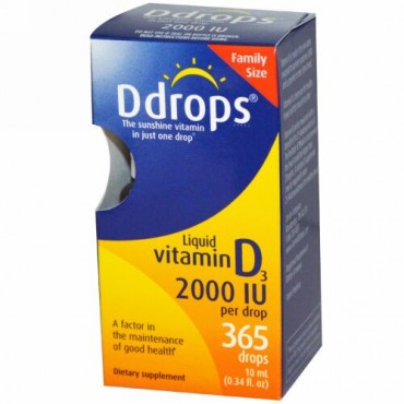 Ddrops, 液体 ビタミンD3、 2000 IU、 0.34液量オンス (10 ml) (Discontinued Item)