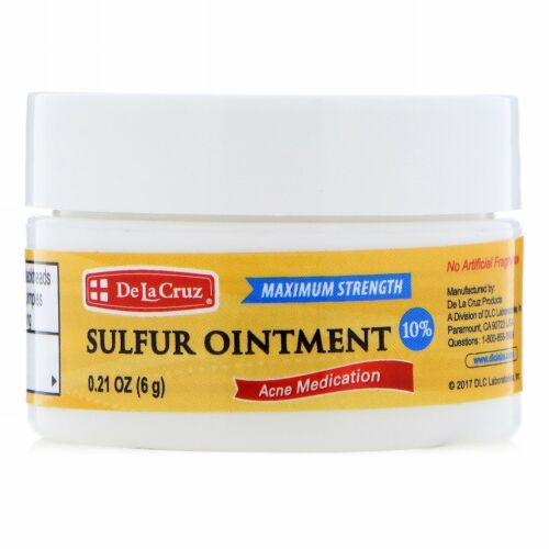 De La Cruz, 硫黄軟膏、にきび薬、マキシマムストレングス、0.21 oz (6 g)
