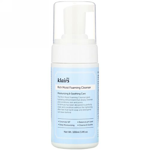 Dear, Klairs, リッチモイスト フォーミングクレンザー（泡立ち洗顔料）、3.4 fl oz (100 ml)