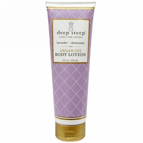 Deep Steep, アルガンオイル ボディ ローション、 ラベンダー- カモミール、 8 fl oz (236 ml) (Discontinued Item)