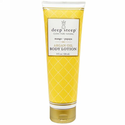 Deep Steep, アルガンオイル ボディ ローション、 マンゴー - パパイヤ、 8 fl oz (236 ml) (Discontinued Item)
