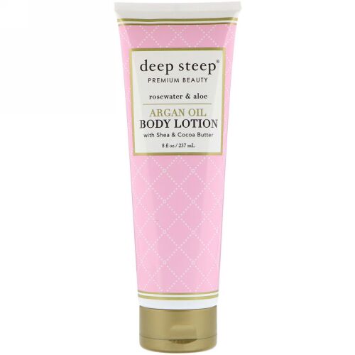 Deep Steep, Argan Oil Body Lotion, Rosewater & Aloe, 8 fl oz (237 ml) (Discontinued Item)