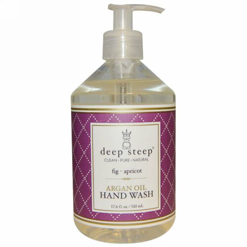 Deep Steep, アルガンオイル リキッドハンドウォッシュ、 イチジク アプリコット、 17.6 fl oz (520 ml) (Discontinued Item)