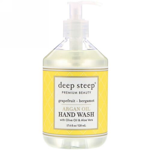 Deep Steep, アルガンオイル ハンドウォッシュ、 グレープフルーツ・ベルガモット、 17.6液量オンス (520 ml) (Discontinued Item)