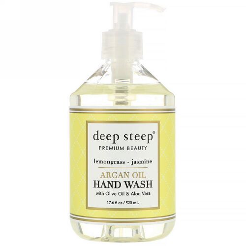 Deep Steep, アルガンオイル ハンドウォッシュ、 レモングラス・ジャスミン、 17.6液量オンス (520 ml)
