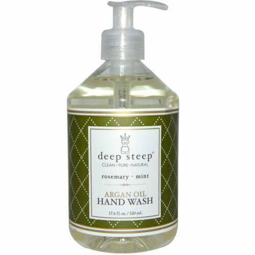 Deep Steep, アルガンオイル ハンドウォッシュ、ローズマリー - ミント、17.6 fl oz (520 ml) (Discontinued Item)