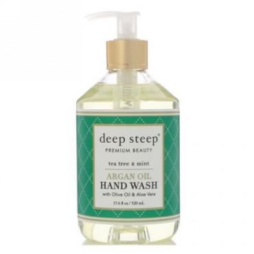 Deep Steep, Argan Oil Hand Wash, Tea Tree & Mint, 17.6 fl oz (520 ml) (Discontinued Item)