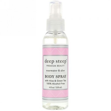 Deep Steep, ボディスプレー、ローズウォーター＆アロエ, 4液体オンス (118 ml) (Discontinued Item)