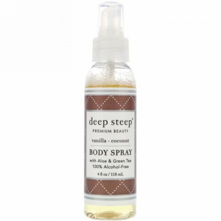 Deep Steep, ボディースプレー、バニラ - ココナッツ、118ml（4 fl oz）