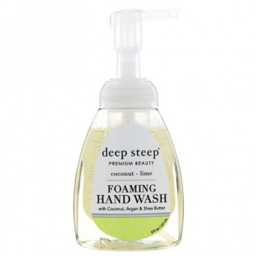 Deep Steep, アルガンオイル フォーミング ハンドウォッシュ、ココナツ - ライム、8 fl oz (237 ml) (Discontinued Item)