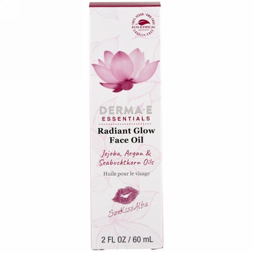 Derma E, SunKiss Alba、ラディアント グロー フェイス オイル、ホホバ・アルガン・シーバックソーンのオイル、2 fl oz (60 ml)
