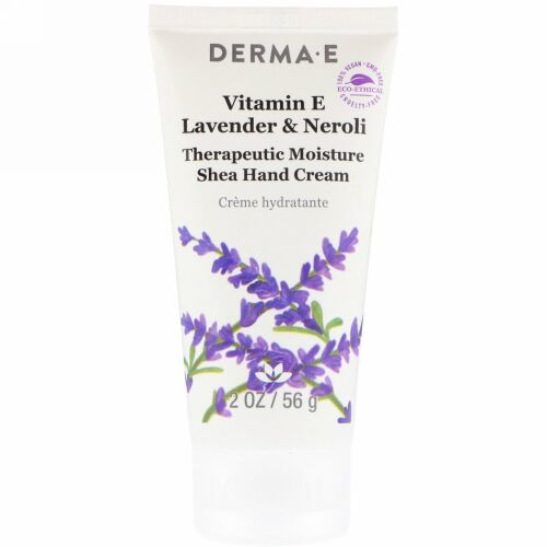 Derma E, 治療用保湿シアハンドクリーム、ビタミンE、ラベンダー&ネロリ、2 oz (56 g)