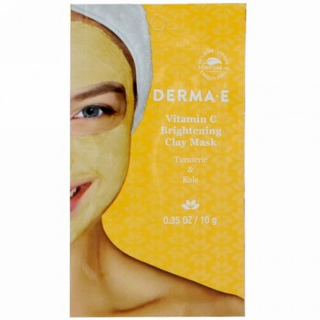 Derma E, ビタミンCブライトニングクレイマスク、ターメリック & ケール、0.35オンス (10 g) (Discontinued Item)