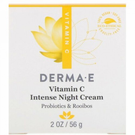 Derma E, ビタミンC  インテンス ナイトクリーム、プロバイオティクス & ルイボス