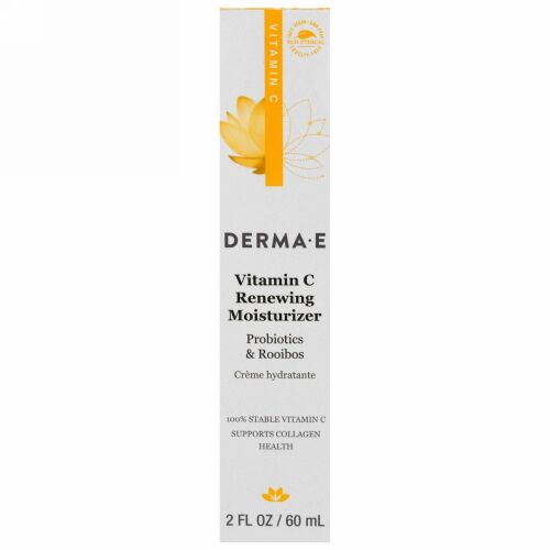 Derma E, ビタミンCリフレッシュ・モイスチャライザー、プロバイオティックス&ルイボス、2液量オンス (60 ml)