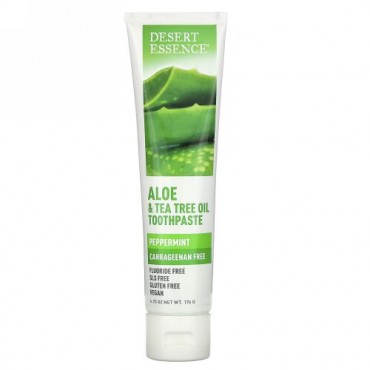 Desert Essence, アロエ＆ティーツリーオイルの歯磨き粉、ペパーミント、6.25 oz (176 g)