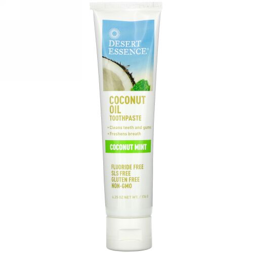 Desert Essence, ココナッツオイル練り歯磨き、ココナッツミント、6.25オンス（176g）