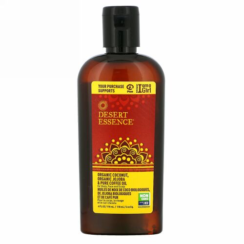 Desert Essence, オーガニックココナッツ、オーガニックホホバオイル＆ピュアコーヒーオイル、118 ml（4液量オンス）