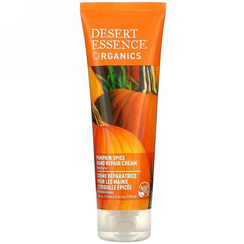 Desert Essence, デザートエッセンス, Organics, Hand Repair Cream, Pumpkin Spice, 4 fl oz (118 ml)
