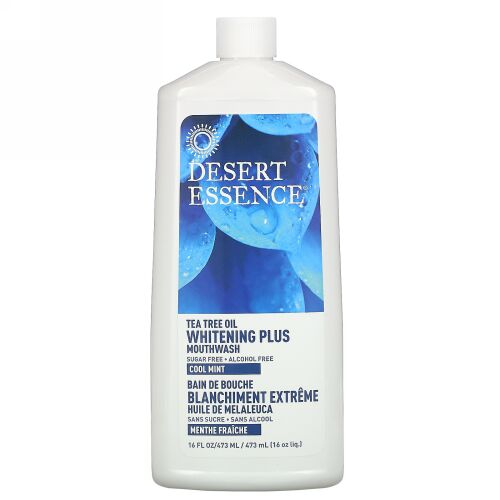 Desert Essence, ホワイトニングプラスマウスウォッシュ、 クールミント、 16液量オンス (480 ml)