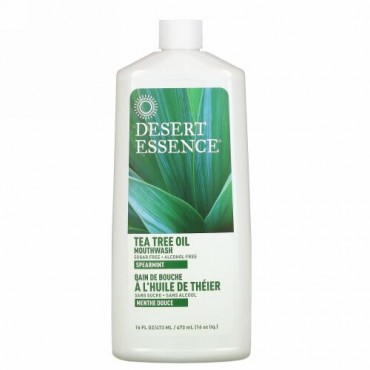 Desert Essence, Tea Tree Oil Mouthwash, Spearmint, 16 fl oz (473 ml)