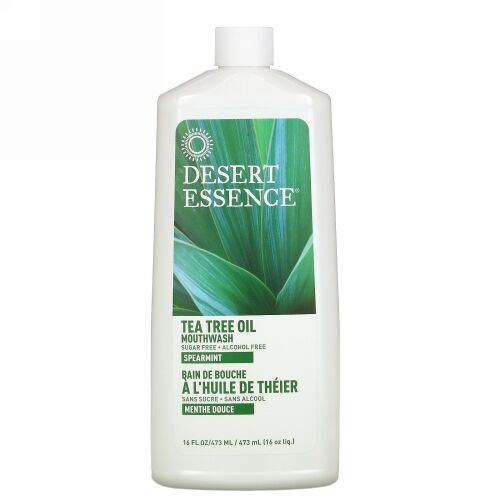 Desert Essence, Tea Tree Oil Mouthwash, Spearmint, 16 fl oz (473 ml)