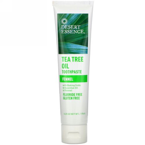 Desert Essence, ティーツリーオイル歯磨き粉、フェンネル、6.25 oz (176 g)