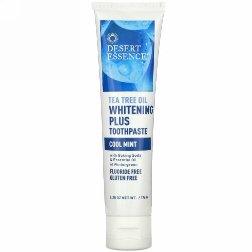 Desert Essence, ティーツリーオイルホワイトニングプラス歯磨き粉、クールミント、6.25 oz (176 g)