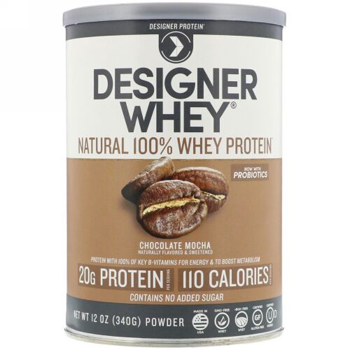 Designer Protein, デザイナーホエイ、天然100%ホエイタンパク質、チョコレートモカ、12 oz (340 g) (Discontinued Item)