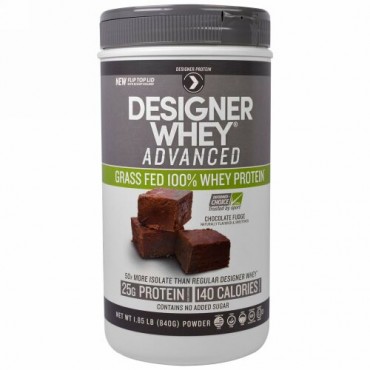 Designer Protein, デザイナー・ホエイ・アドバンスド、グラスフェッド100％ホエイタンパク質、チョコレートファッジ、1.85ポンド（840g） (Discontinued Item)
