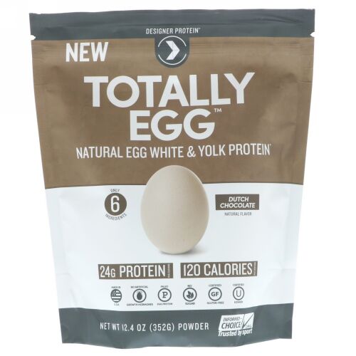 Designer Protein, トータリーエッグ、天然の卵白・卵黄プロテイン、ダッチチョコレート、12.4 oz (352 g) (Discontinued Item)