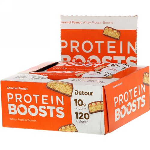 Detour, Protein Boosts Bars, Caramel Peanut, 9 Bars, 1.1 oz (30 g) Each (Discontinued Item)