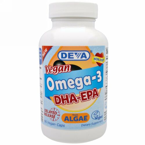 Deva, ビーガンオメガ3, DHA＋EPA, 90錠 (ベジカプセル)