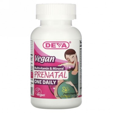Deva, Vegan Prenatal Multivitamin & Mineral, One Daily, 90 Coated Tablets
