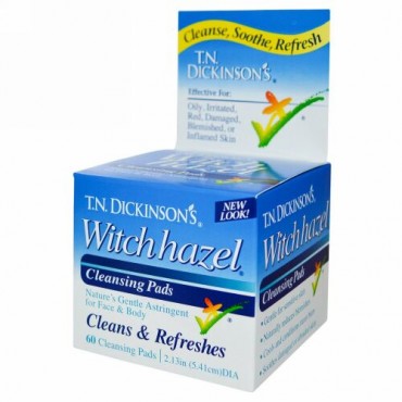 Dickinson Brands, T.N. Dickinson's Witch Hazel クレンジング・パッド、パッド 60 枚、直径 2.13 in (5.41 cm)