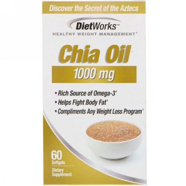 DietWorks, Chia Oil, 1,000 mg, 60 Softgels (Discontinued Item)