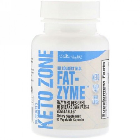 Divine Health, Dr.Colbert'sケトゾーン、Fat-Zyme、植物性カプセル60錠 (Discontinued Item)