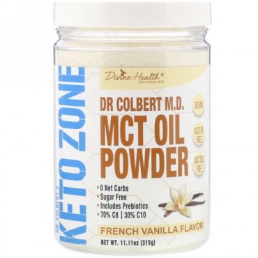 Divine Health, ドクター・コルバートのケトゾーン、MCTオイル粉末、フレンチバニラ11.11オンス (315 g) (Discontinued Item)