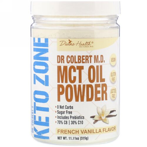 Divine Health, ドクター・コルバートのケトゾーン、MCTオイル粉末、フレンチバニラ11.11オンス (315 g) (Discontinued Item)
