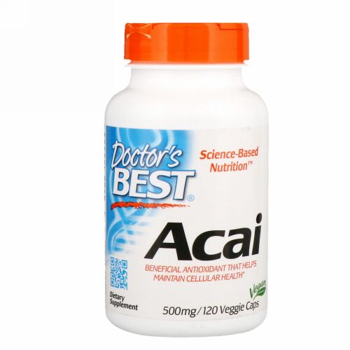 Doctor's Best, アサイ、500mg、120ベジタブルカプセル
