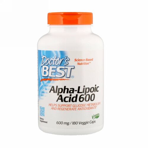 Doctor's Best, アルファリポ酸、600 mg、180ベジカプセル
